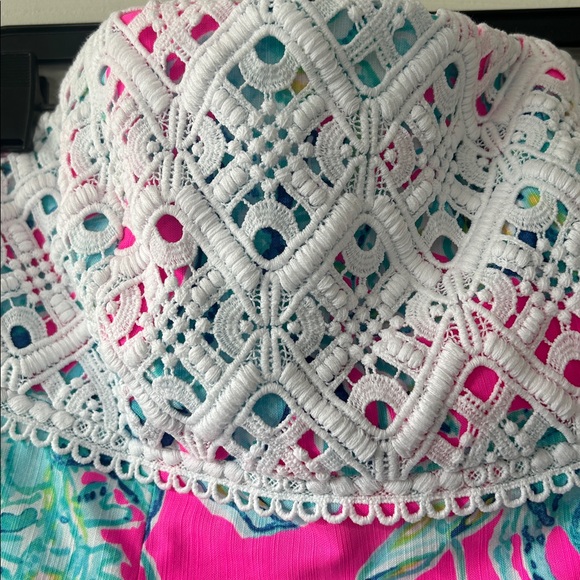 Lilly Pulitzer Brynn strapless lace dress Raz Berry Lobsters in Love size 12 - Picture 3 of 10